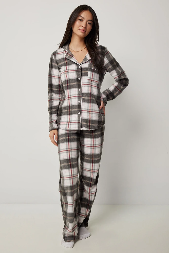 Ardene Classic PJ Set in Dark Grey | Size | Polyester | Eco-Conscious