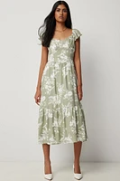 Ardene Floral Sweetheart Midi Dress in | Size | 100% Viscose