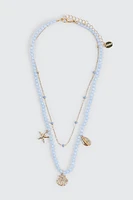 Ardene 2-Row Starfish & Seashell Necklace in Gold