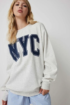 Ardene New York Lounge Sweatshirt in Light | Size | Polyester/Cotton | Fleece-Lined | Eco-Conscious
