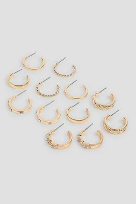 Ardene 6-Pack of Assorted Mini Hoops in Gold | Stainless Steel