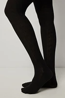 Ardene Cable Knit Tights in Black | Size | Nylon/Spandex