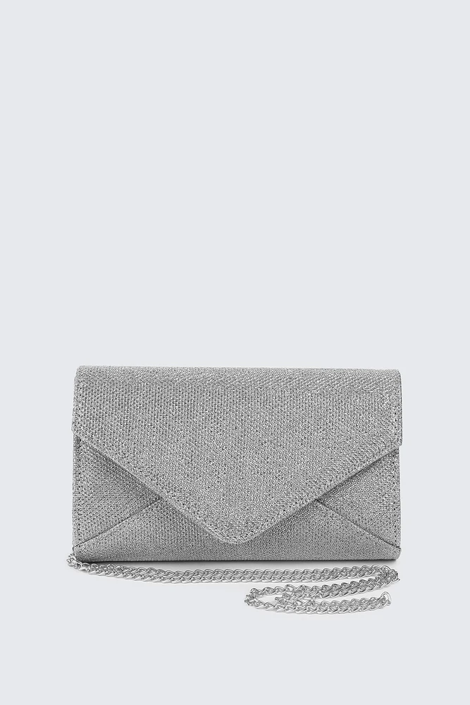 Ardene Envelope Clutch in Silver | Faux Leather/Polyester