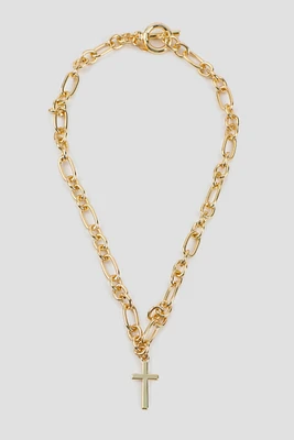 Ardene Chain Necklace with Cross pendant in Gold