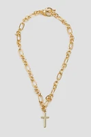 Ardene Chain Necklace with Cross pendant in Gold