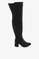 Ardene Faux Suede Over-the-Knee Heeled Boots in Black | Size