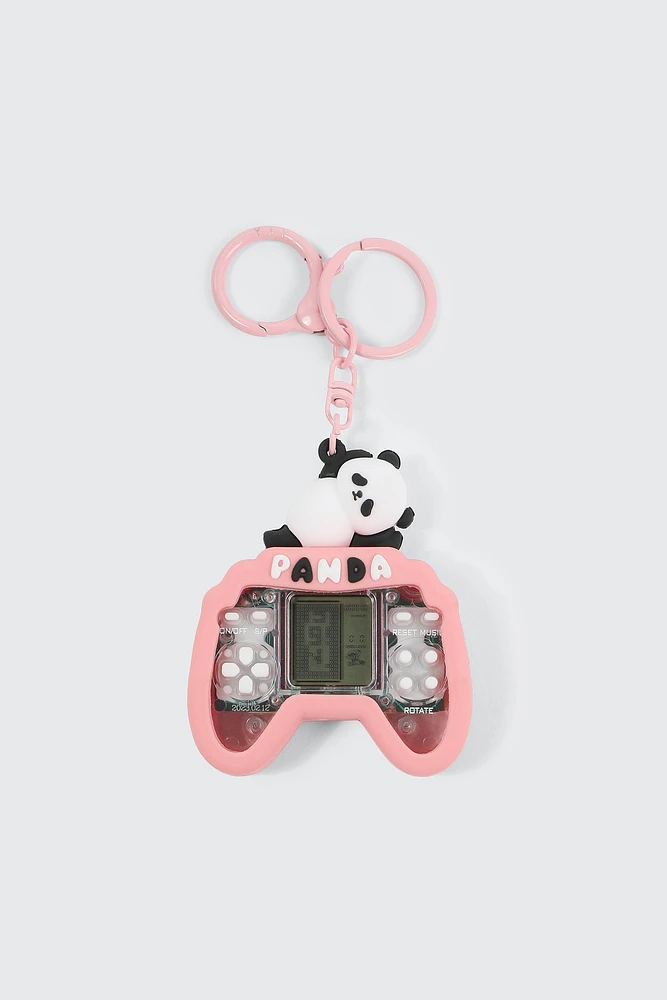Ardene Panda Game Keychain in Light Pink