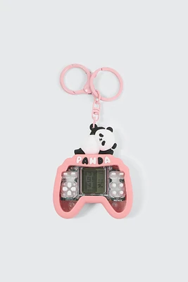 Ardene Panda Game Keychain in Light Pink