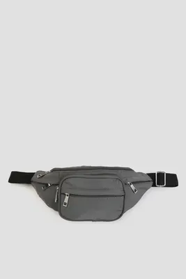 Ardene Nylon Fanny Pack with Multiple Pockets in Grey | 100% Recycled Polyester | Eco-Conscious