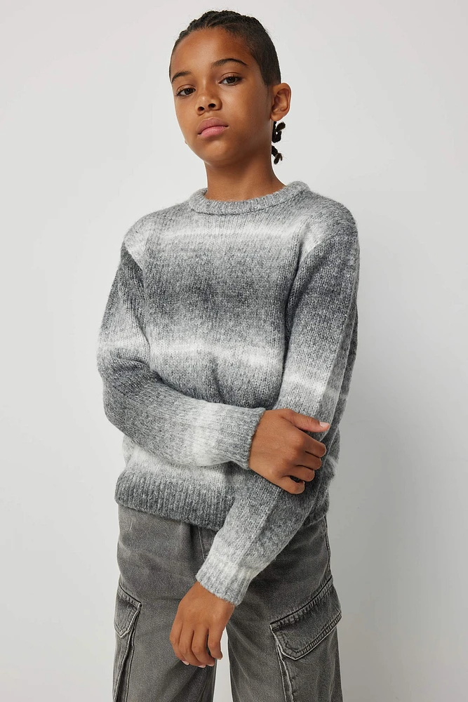 Ardene Kids Ombre Crew Neck Sweater in Grey | Size | Nylon