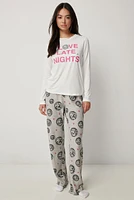 Ardene Long PJ Set in Grey | Size | Polyester/Elastane | Eco-Conscious