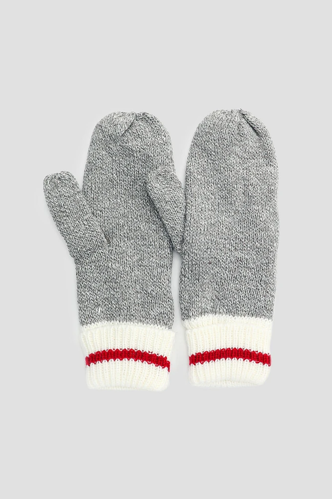 Ardene Fleece Lined Cabin Mittens in Grey | 100% Acrylic