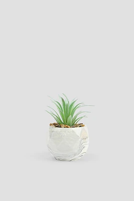 Ardene Artificial Plant in Geometric Marble Pot in White