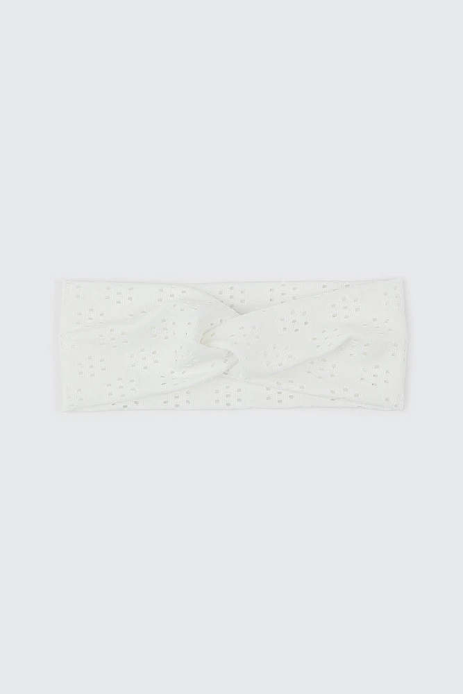 Ardene Eyelet Twist Headwrap in White | Polyester/Elastane