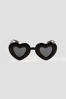 Ardene Balloon Heart Shaped Sunglasses in Black