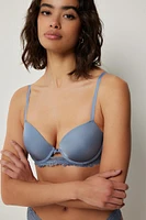 Ardene Cutout Push Up Bra in Medium Blue | Size 34C | Nylon/Spandex | Microfiber
