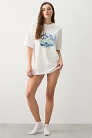 Ardene Dolphin Print Nightshirt in White | Size | Cotton | Eco-Conscious