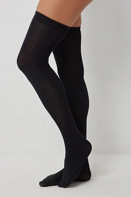 Ardene Bamboo Rayon Over-the-Knee Socks in Black | Polyester/Rayon/Elastane | Eco-Conscious