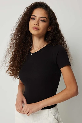 Ardene Basic Short Sleeve Bodysuit in | Size | Cotton/Elastane | Eco-Conscious