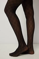 Ardene Argyle Tights in Black | Size | Nylon/Spandex