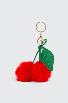 Ardene Plush Cherry Keychain in Red