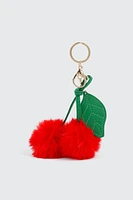 Ardene Plush Cherry Keychain in Red