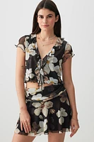 Ardene Flowy Mesh Mini Skirt in Black | Size | Polyester/Spandex