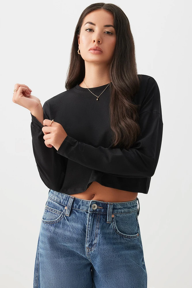 Ardene Crop Boxy Dolman T-Shirt in | Size | Cotton/Elastane | Eco-Conscious