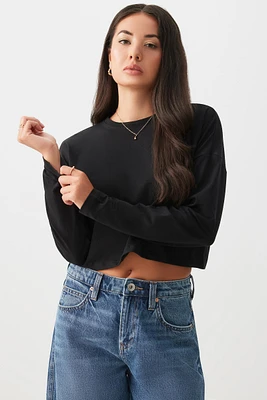 Ardene Crop Boxy Dolman T-Shirt in | Size | Cotton/Elastane | Eco-Conscious