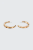 Ardene Large Ribbed Hoop Earrings in Gold | Stainless Steel