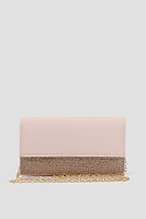 Ardene Rhinestone Embellished Clutch in Light Pink | Polyester