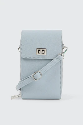 Ardene Faux Leather Phone Bag in Light Blue | 100% Recycled Polyester/Faux Leather | Eco-Conscious
