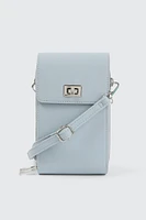Ardene Faux Leather Phone Bag in Light Blue | 100% Recycled Polyester/Faux Leather | Eco-Conscious