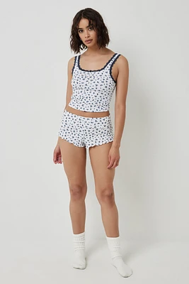 Ardene Super Soft PJ Shorties in White | Size Medium | Polyester/Spandex | Eco-Conscious