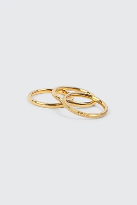 Ardene 3-Pack Stainless Steel Rings in Gold | Size