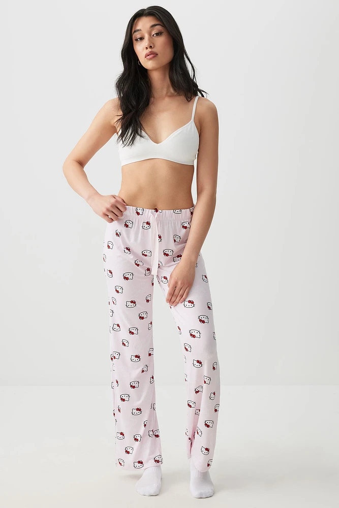 Ardene Hello Kitty Straight Leg PJ Pants in Light Pink | Size | Polyester/Spandex