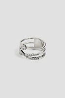 Ardene 14K White Gold Plated X Ring with Cubic Zirconias in Silver | Size