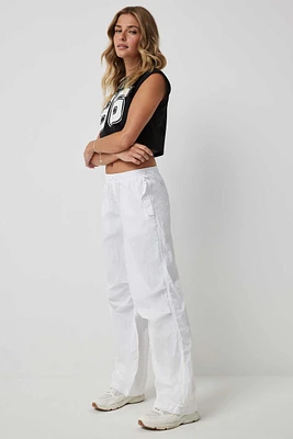 Ardene Regular Rise Parachute Pants in White | Size | Polyamide