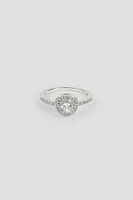 Ardene 14K White Gold Plated Solitaire Ring in Silver | Size Small