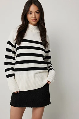 Ardene Long Mock Neck Sweater in White | Size | Polyester/Nylon/Viscose