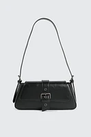 Ardene Shoulder Bag with Buckle in Black | 100% Recycled Polyester/Faux Leather | Eco-Conscious