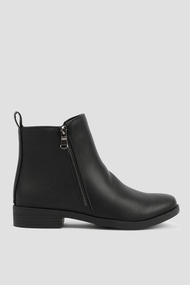 Ardene Double Zip Ankle Boots in Onyx | Size | Faux Leather | Eco-Conscious