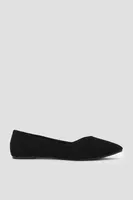 Ardene Low Cut Pointy Flats in Black | Size 6 | Faux Suede