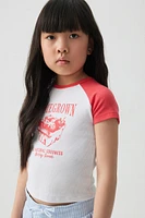 Ardene Kids Graphic Raglan T-Shirt in Red | Size | Spandex/Cotton