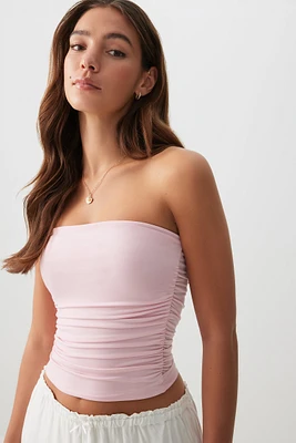 Ardene Ruched Tube Top in Light Pink | Size | Polyester/Elastane