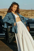 Ardene Poplin Maxi Skirt with Slit in | Size | 100% Cotton