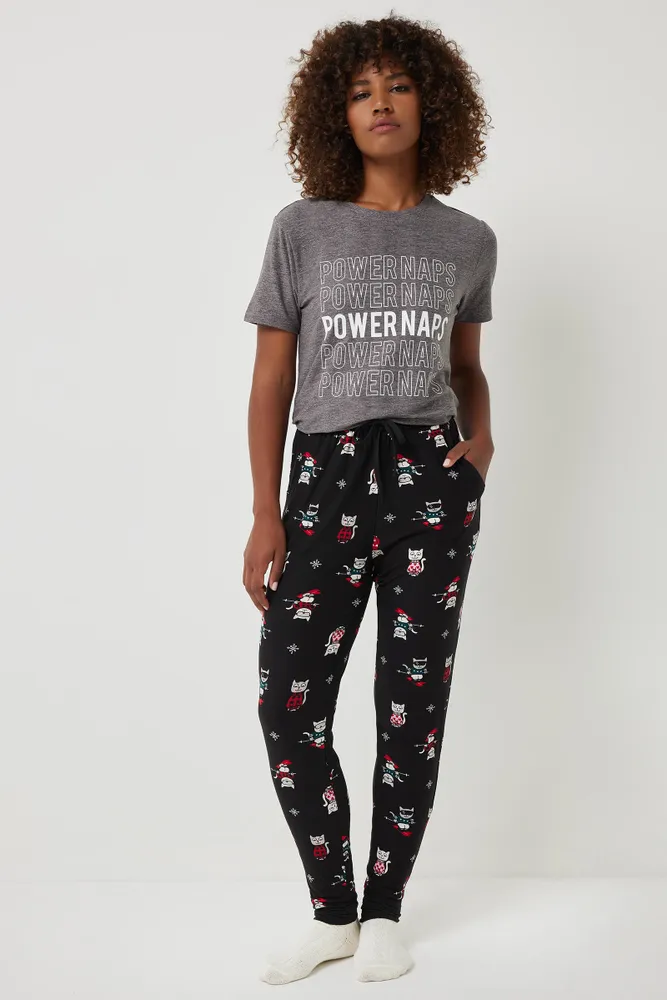 Ardene Printed Plush PJ Pants in, Size