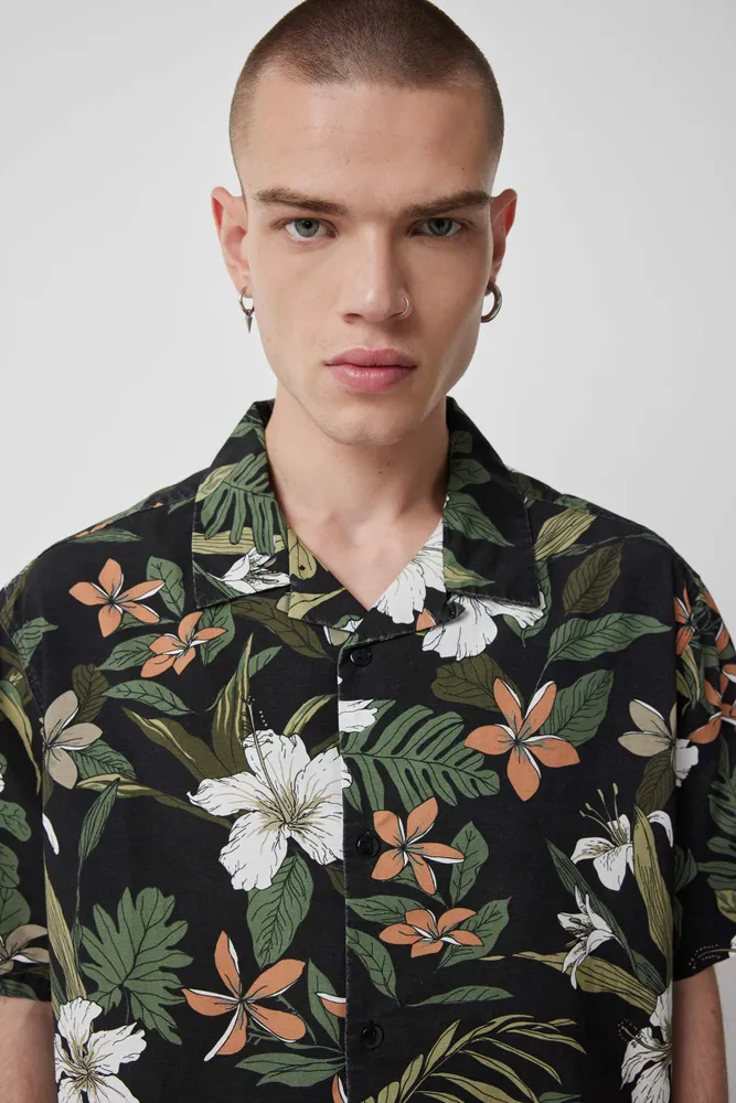 Ardene Man Tropical Resort Shirt For Men in Khaki | Size