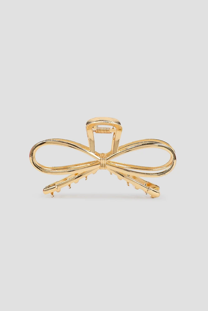 Ardene Bow Hair Claw in Gold