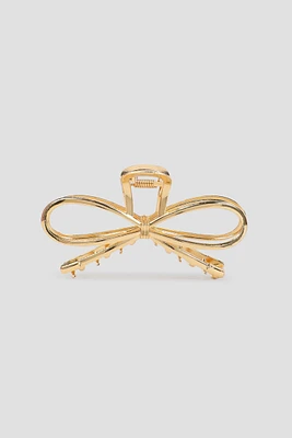 Ardene Bow Hair Claw in Gold